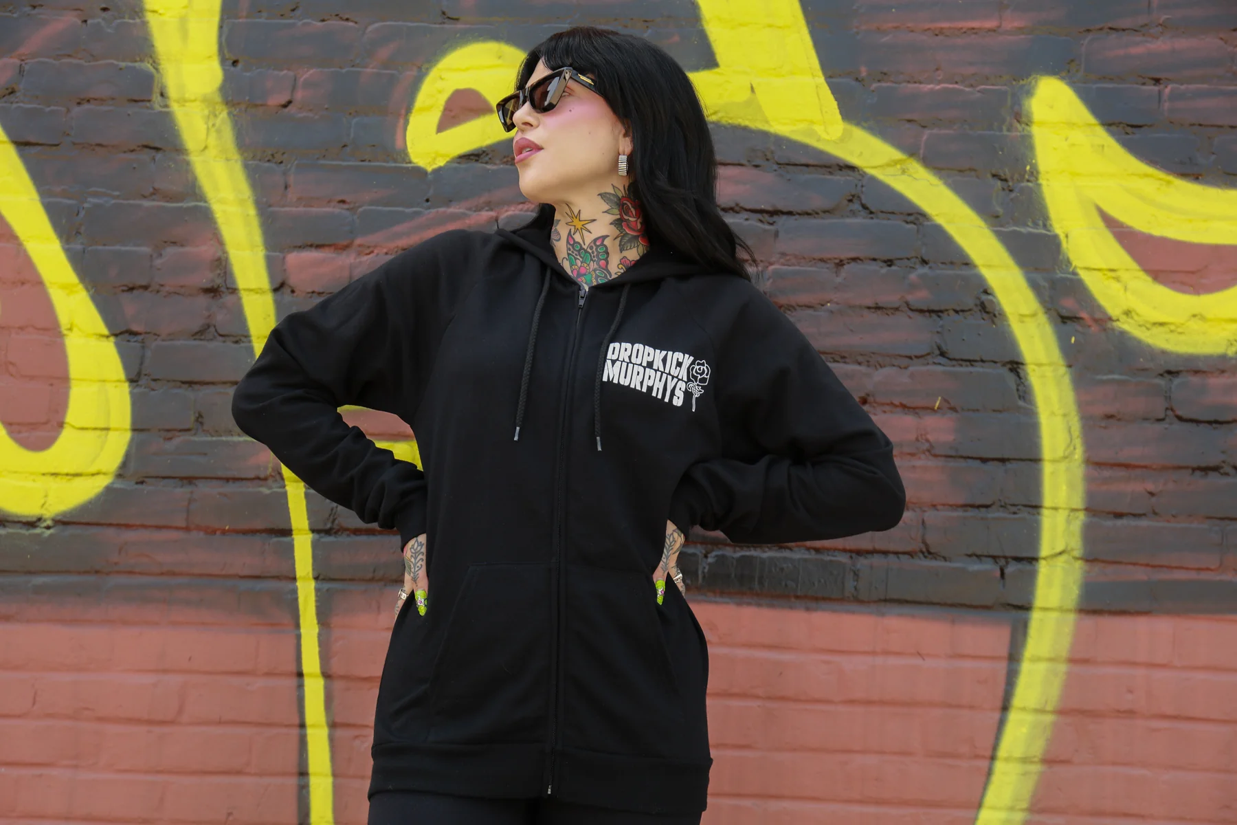 For The People Zip Up Hoodie (Black) - Image 9